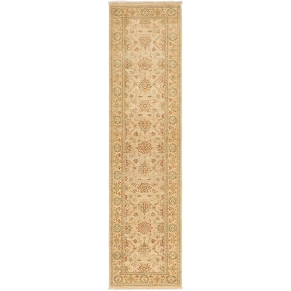 ECARPETGALLERY Hand-knotted Peshawar Finest Beige Wool Rug - 2'7 x 10'1