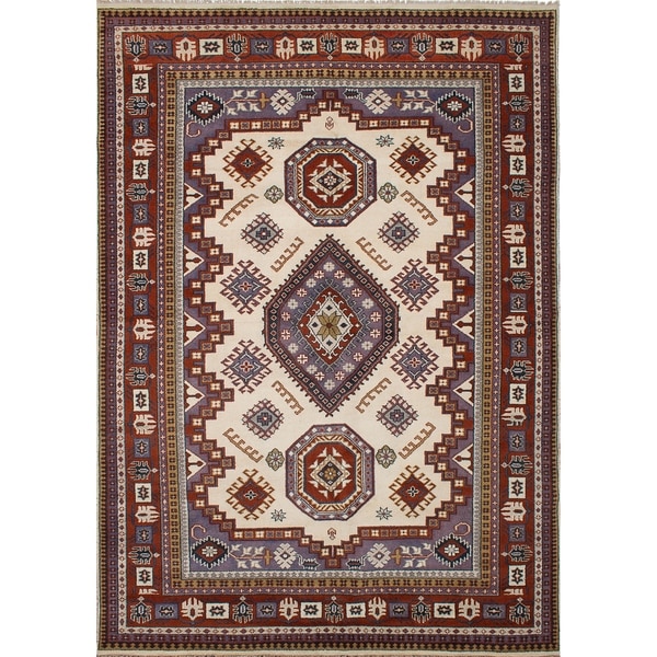 ECARPETGALLERY Hand-knotted Royal Kazak Copper, Cream Wool Rug - 9'9 x 13'11
