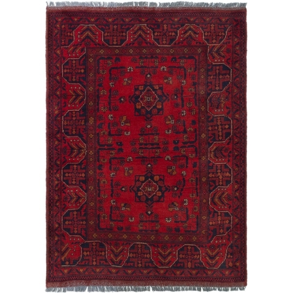 ECARPETGALLERY Hand-knotted Finest Khal Mohammadi Red Wool Rug - 3'3 x 4'7