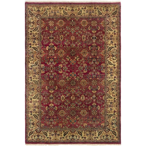 ECARPETGALLERY Hand-knotted Sultanabad Dark Red Wool Rug - 6'0 x 8'11