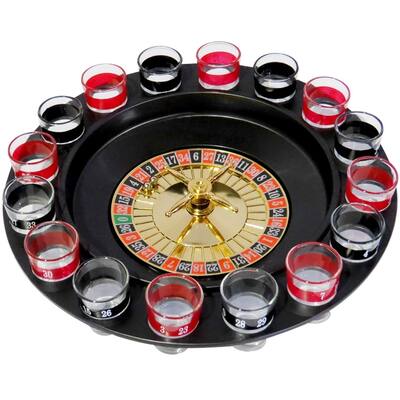 Evelots Casino Shot Glass Roulette Drinking Game Set with 16 Shot Glasses