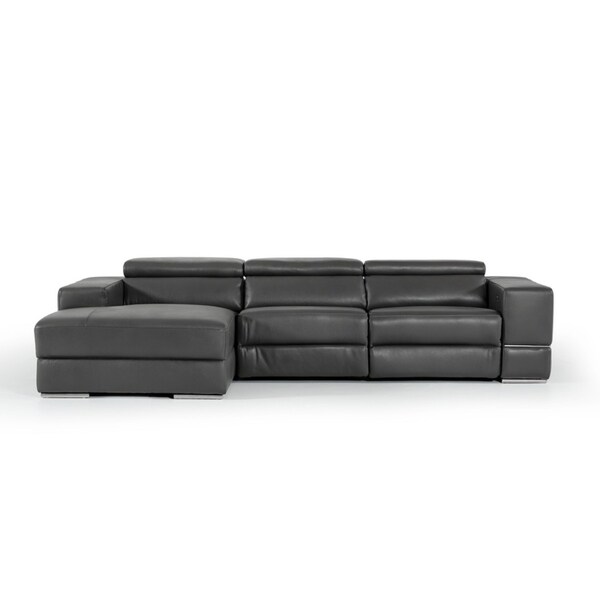 Divani Casa Hilgard Modern Dark Grey Leather Sectional W Divani Casa Hilgard Modern Dark Grey Leather Sectional W Recliner