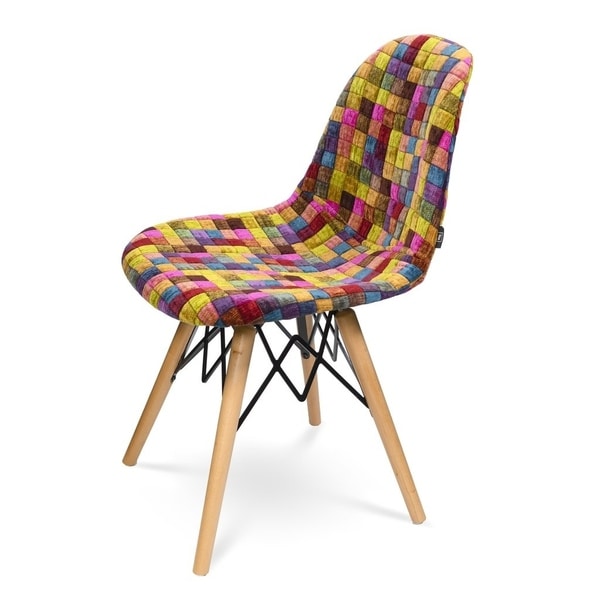 (Set of 4) - EOS-V Upholstered Dining Chair Wooden Leg
