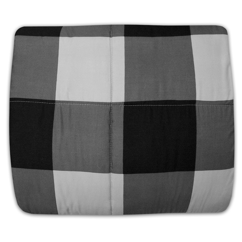 Sweet Home Collection 4 Piece Buffalo Check Comforter Set (Black and Grey)