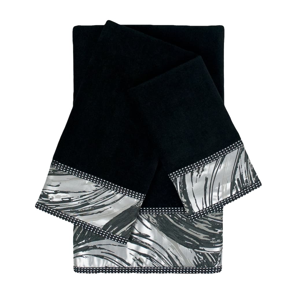 Sherry Kline Cynthaina Black 3-piece Embelished Towel Set