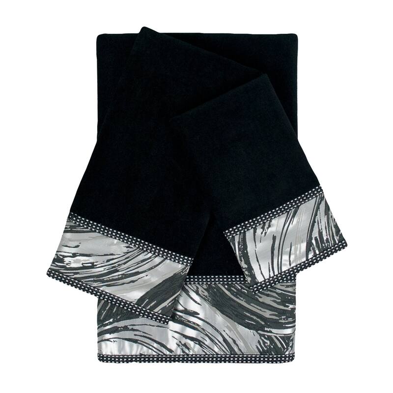 Sherry Kline Cynthaina Black 3-piece Embelished Towel Set