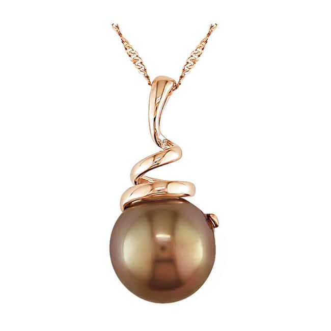 Miadora 14k Pink Gold Brown Cultured Freshwater Pearl Pendant