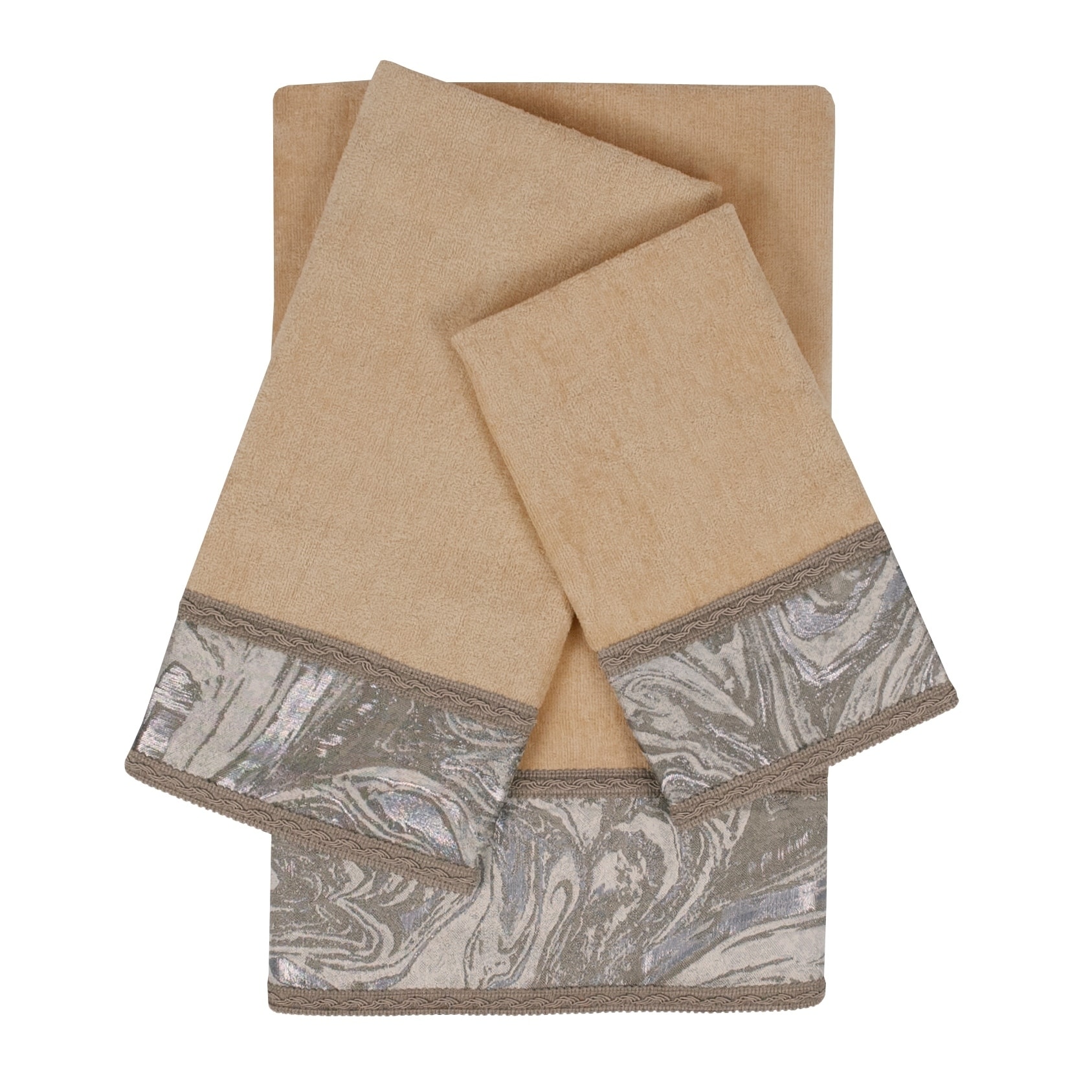 Sherry Kline Earlington Beige 3-piece Embelished Towel Set