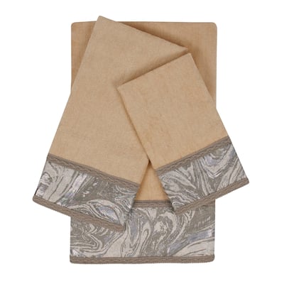 Sherry Kline Earlington Beige 3-piece Embelished Towel Set