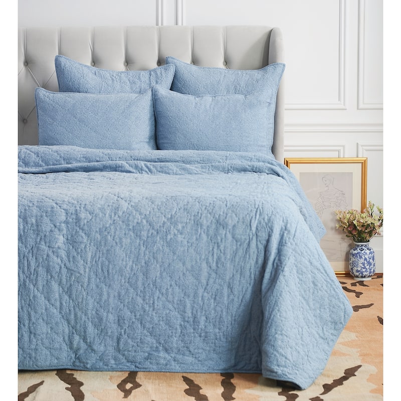 Neysa Hand Stitched Blue Cotton Quilt (Shams Not Included)
