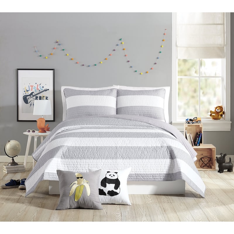 Urban Playground Lavelle Grey/White Quilt Set