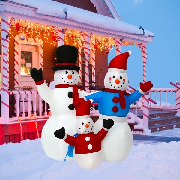 Shop Kinbor 4Ft Inflatable Snowman Family Christmas Air Blown ...