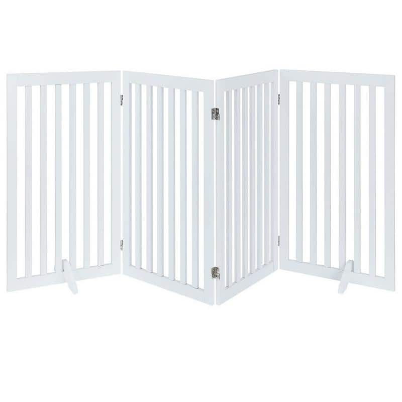 Unipaws Freestanding Pet Gate Wooden Dog Gate 2PCS Support Feet - 20"wx36"h, 4 panels