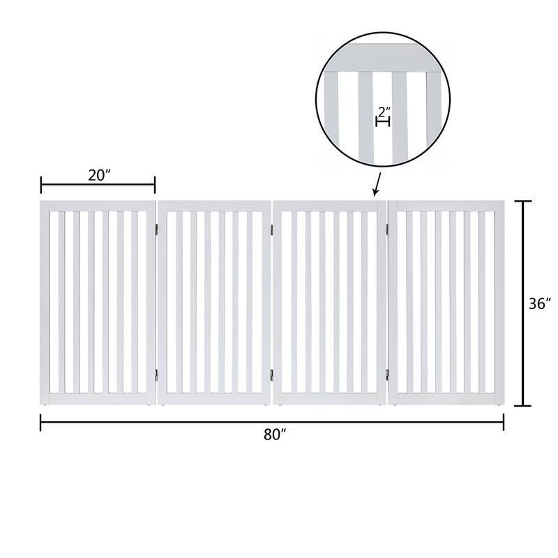 Unipaws Freestanding Pet Gate Wooden Dog Gate 2PCS Support Feet