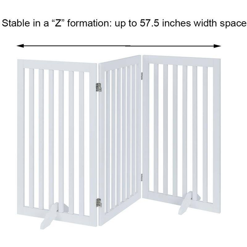 Unipaws Freestanding Pet Gate Wooden Dog Gate 2PCS Support Feet