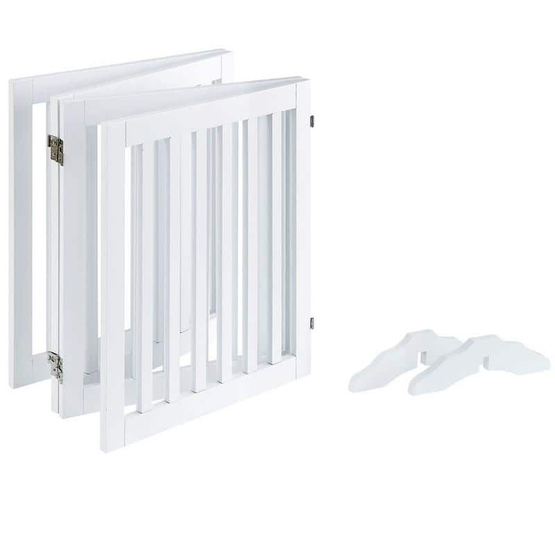 Unipaws Freestanding Pet Gate Wooden Dog Gate 2PCS Support Feet