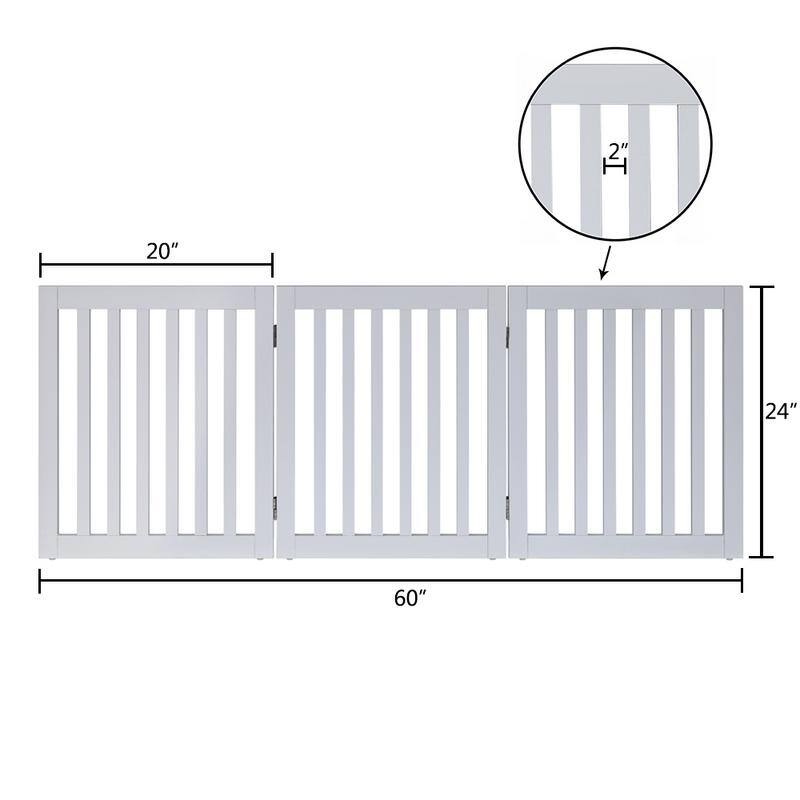 Unipaws Freestanding Pet Gate Wooden Dog Gate 2PCS Support Feet