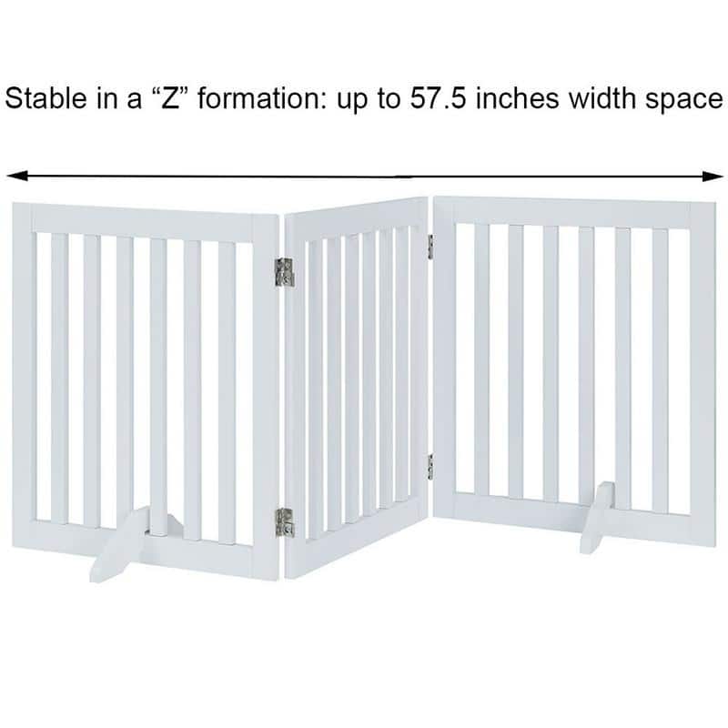 Unipaws Freestanding Pet Gate Wooden Dog Gate 2PCS Support Feet