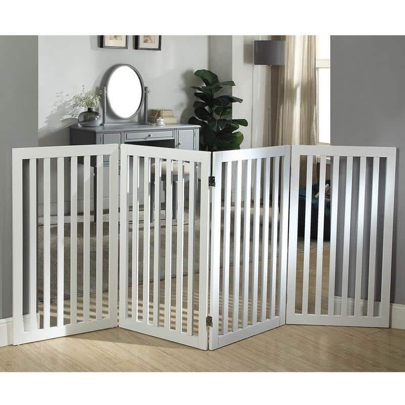 Unipaws Freestanding Pet Gate Wooden Dog Gate 2PCS Support Feet