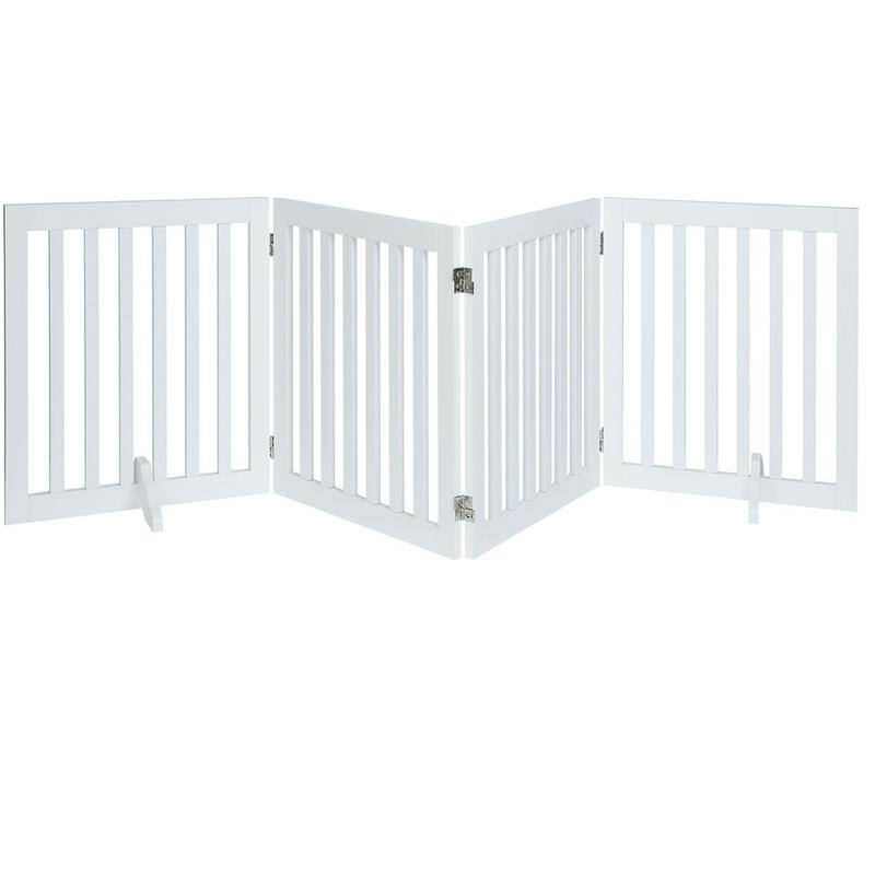 Unipaws Freestanding Pet Gate Wooden Dog Gate 2PCS Support Feet - 20"wx24"h, 4 panels