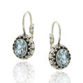 Glitzy Rocks Sterling Silver 2ct TGW Oval Blue Topaz Leverback Earrings