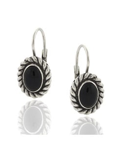 Glitzy Rocks Sterling Silver Black Onyx Leverback Earrings Glitzy Rocks Sterling Silver Black Onyx Leverback Earrings