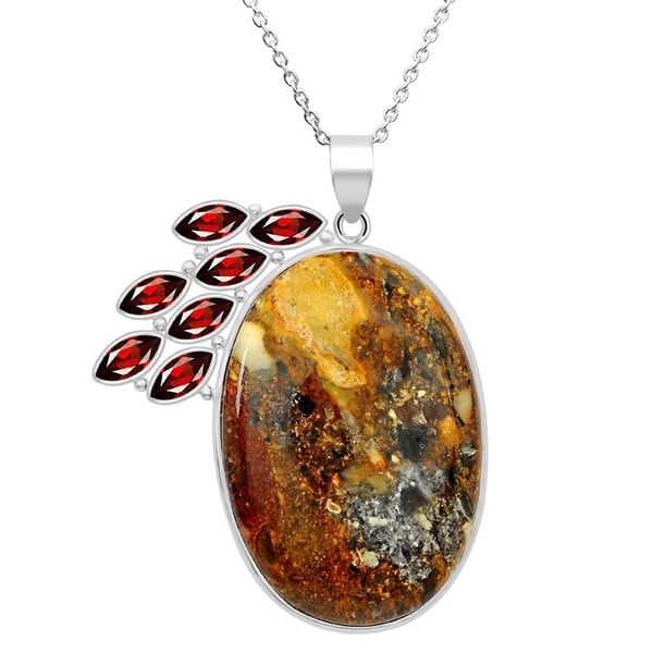1 Ct Garnet 10x5mm Marquise Shape Pendant .925 Sterling Silver