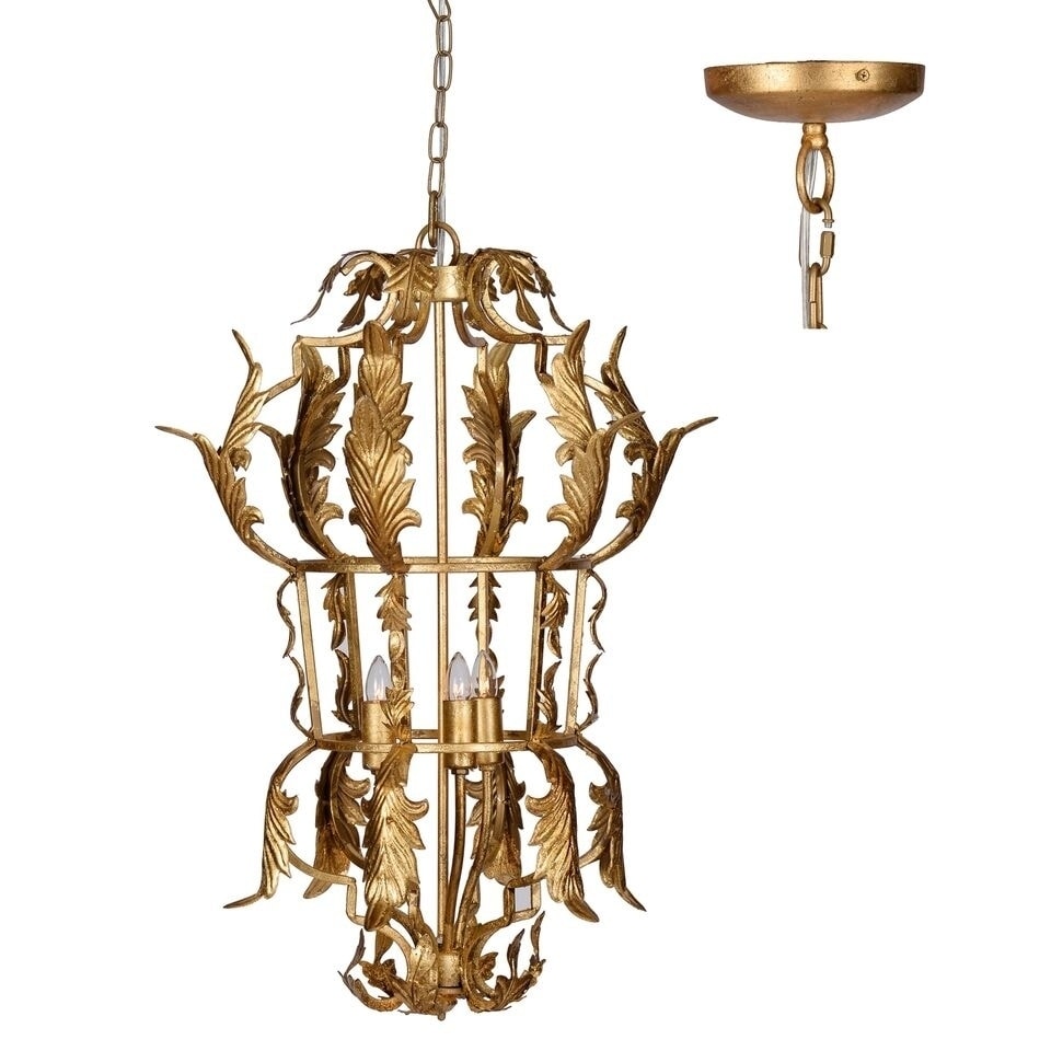 Vintage Gold Leaf Ceiling Chandelier