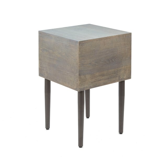 Shop Hepburn 2 Drawer Mixed Material Mid Century Modern Side Table