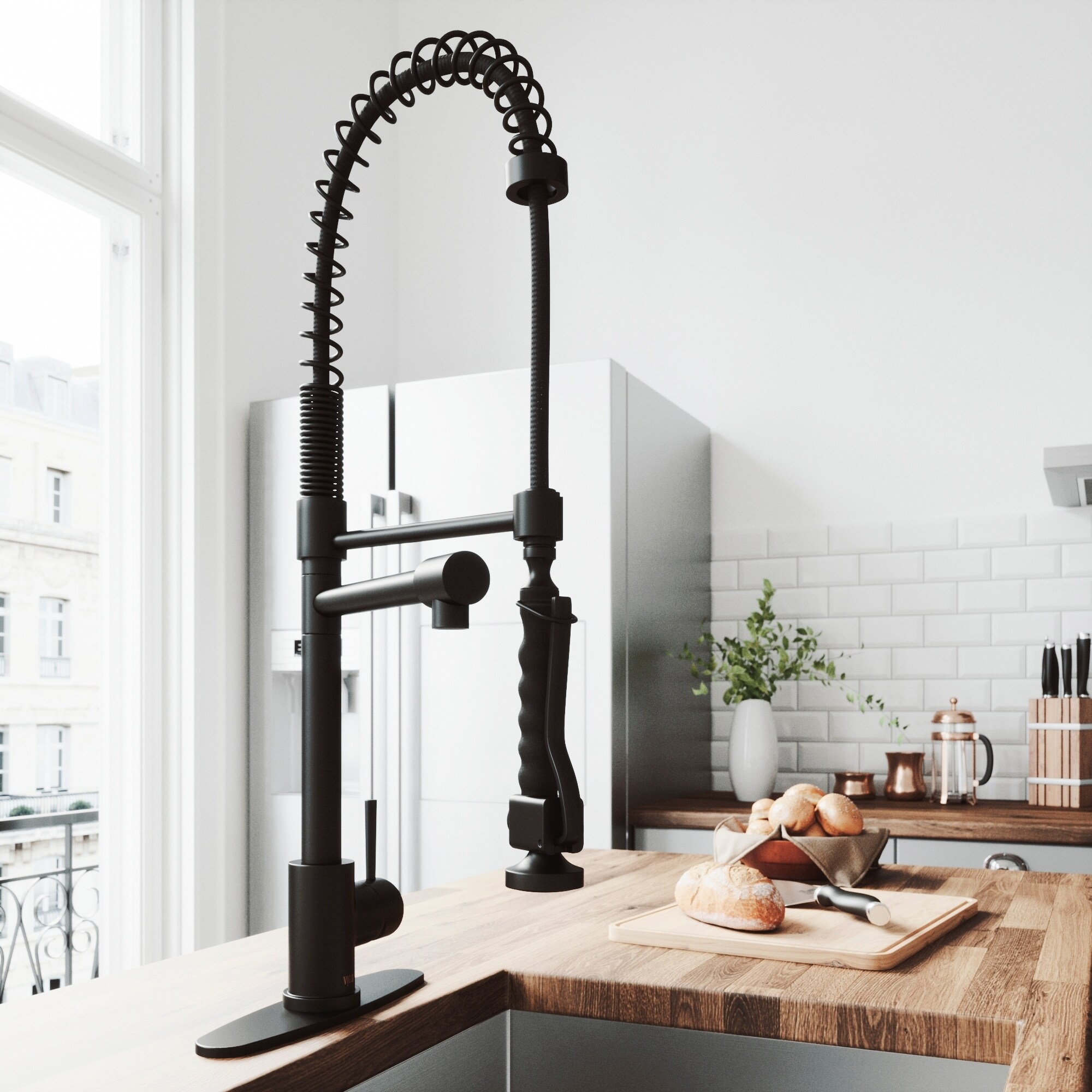 Shop Vigo Zurich Matte Black Pull Down Spray Kitchen Faucet With