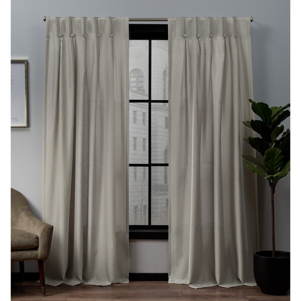 ATI Home Loha Linen Button Top Window Curtain Panel Pair