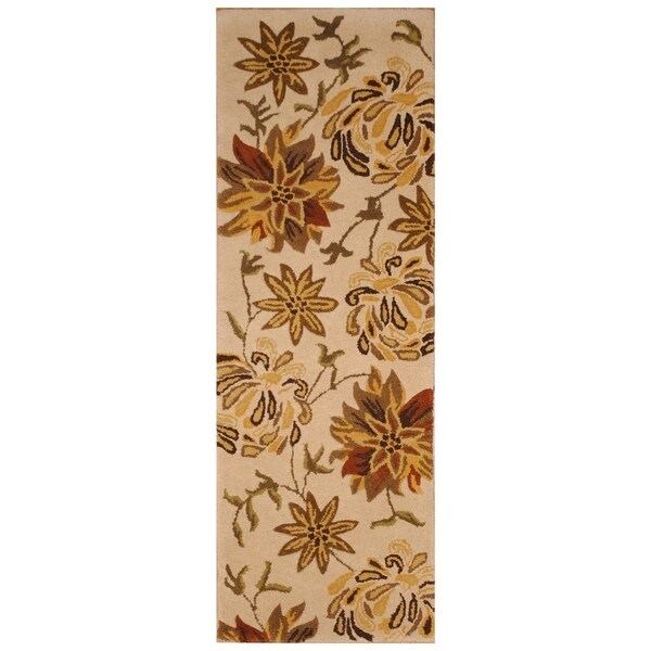 Handmade Tibetan Wool Rug (India) - 2'1 x 6'