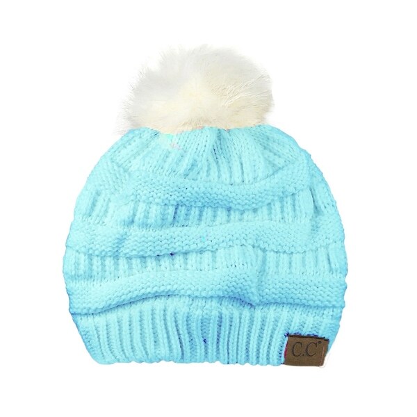 rabbit fur pom pom hat