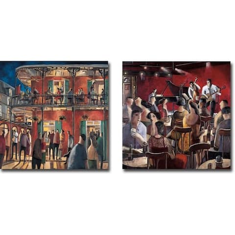 New Orleans Street & Blue Smoke by Didier Lourenco 2-piece Gallery Wrapped Canvas Giclee Art Set (Ready to Hang)
