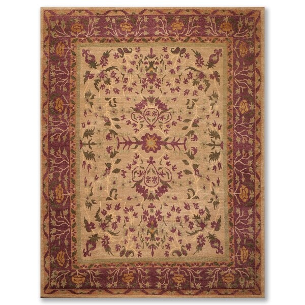 Hand Knotted Arts & Crafts Wool Tibetan Oriental Area Rug (9'x12') - 9' x 12'