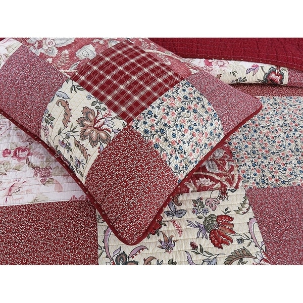 Cozy Line Thalia Real Patchwork 3 Piece Reversible Cotton Quilt Set