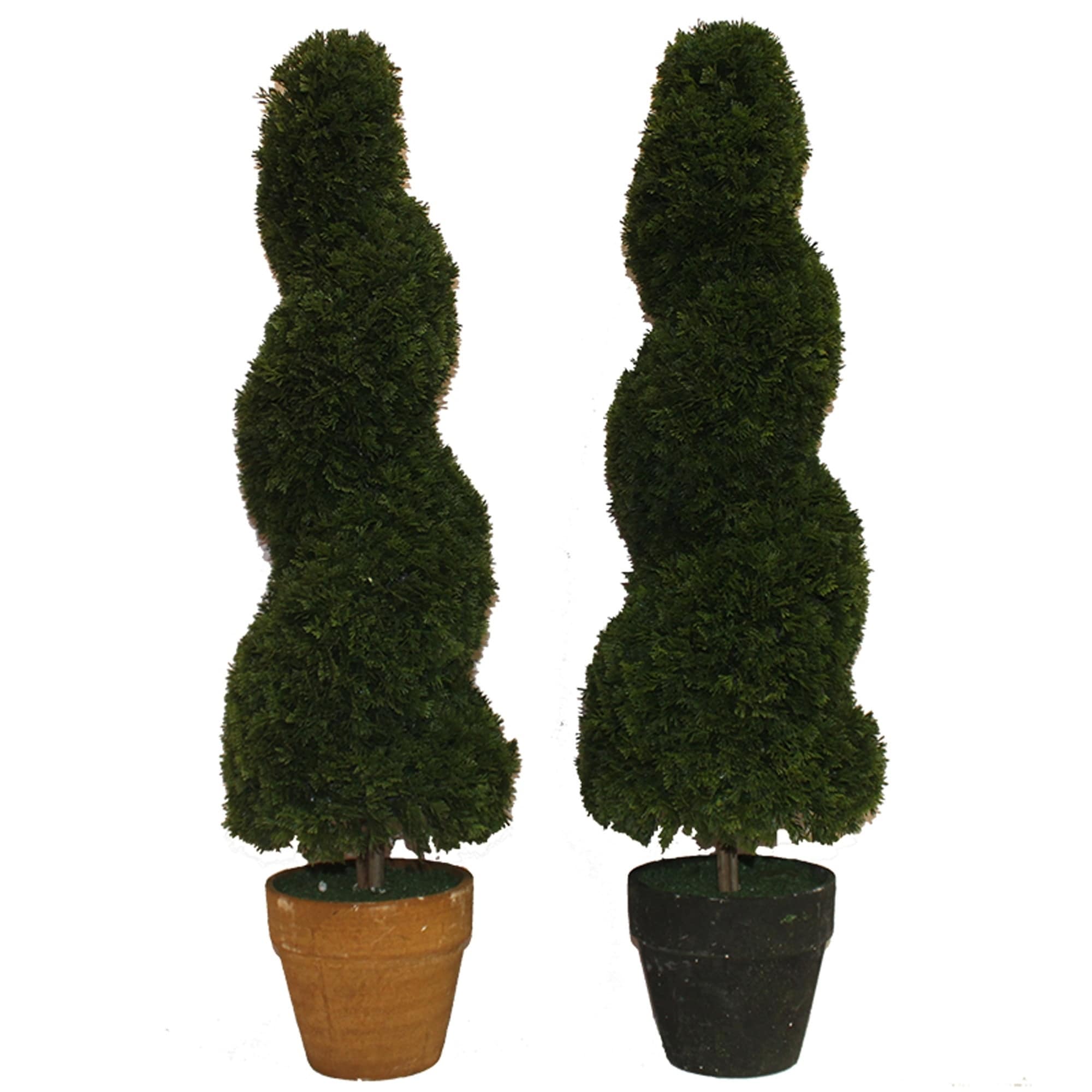 Essential Decor Beyond 2pc Spiral Floor Boxwood Topiary In Pot En112036 Green 30 X 9 X 9 Overstock 25558096