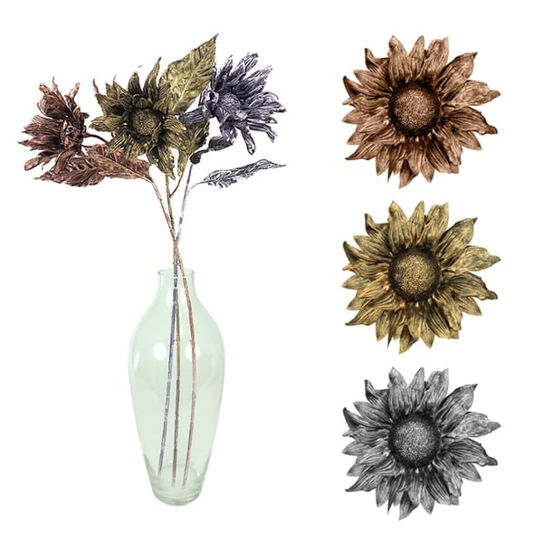 Essential Decor & Beyond 3pc. Single Sunflower Stem EN2635 - Pink/Yellow - 32 x 5 x 5