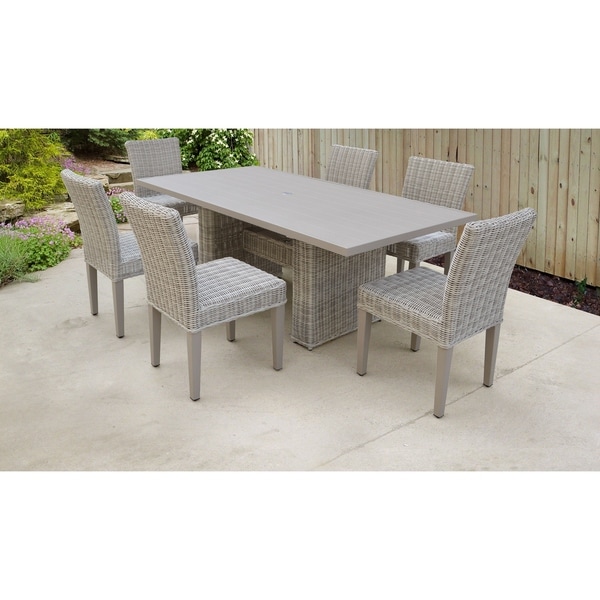 Coast Rectangular Outdoor Patio Dining Table with 6 Armless Chairs
