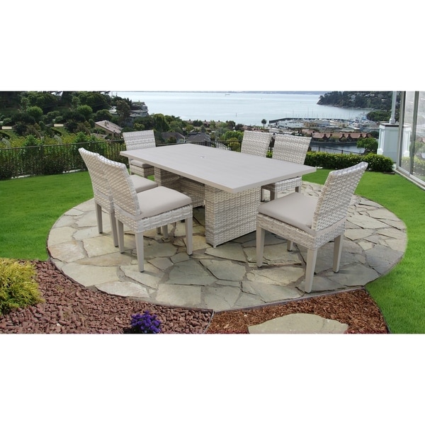 Fairmont Rectangular Outdoor Patio Dining Table with 6 Armless Chairs