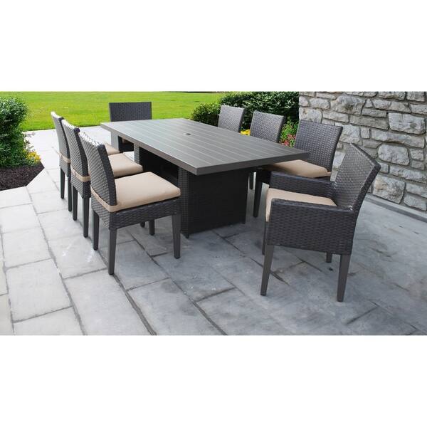 Barbados Rectangular Outdoor Patio Dining Table With 6 Armless Chairs ...