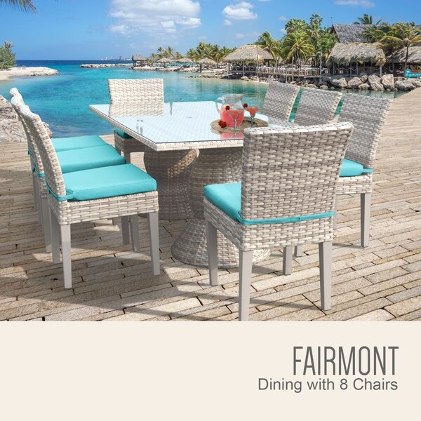 Fairmont Rectangular Outdoor Patio Dining Table with 8 Armless Chairs