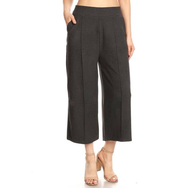 elastic waist cropped wide leg pants