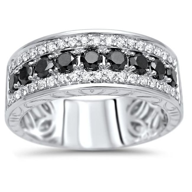 1 2 5ct Black And White Diamond Wedding Band Ring 14k White Gold Overstock 25558517