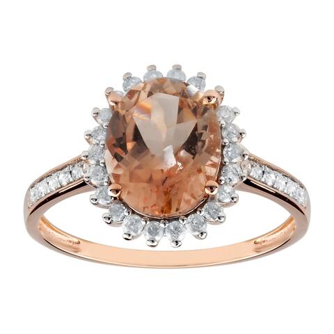 14K Rose Gold 2.75ct TW Genuine Morganite and Diamond Halo Engagement Ring