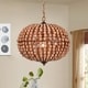 preview thumbnail 1 of 0, Swere 3-light 16-inch Wood Bead Globe Chandelier