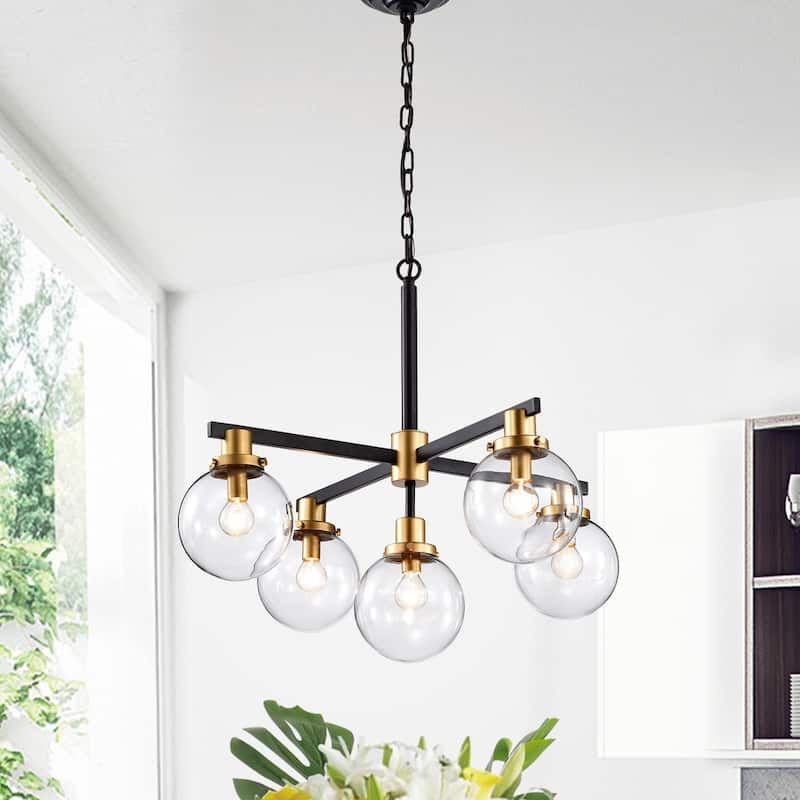 Carson Carrington McKinnon 5-light Matte Black/Gold Chandelier