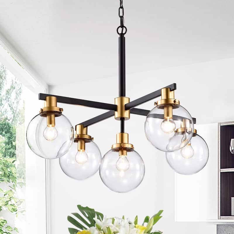 Carson Carrington McKinnon 5-light Matte Black/Gold Chandelier