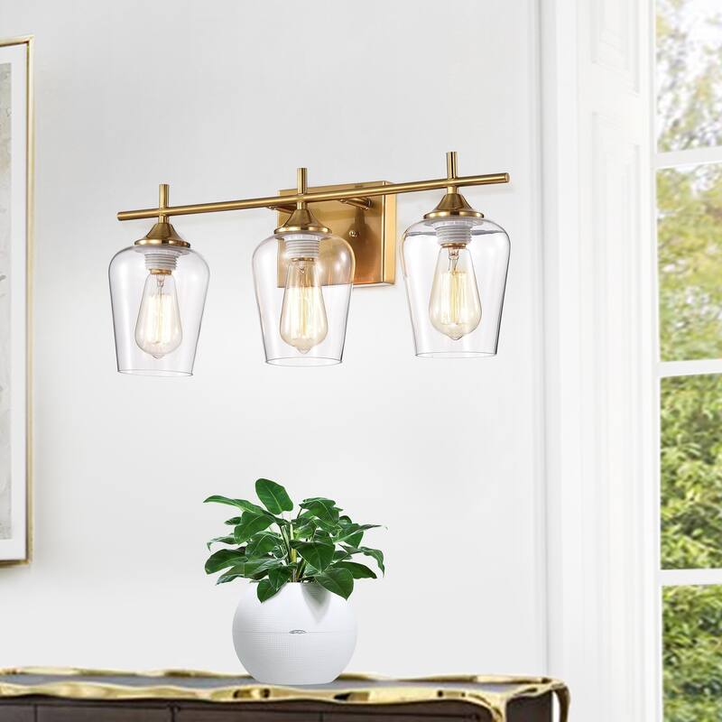 Patra 3-light Polished Brass Wall Sconce with Wine Glass Shades - Gold