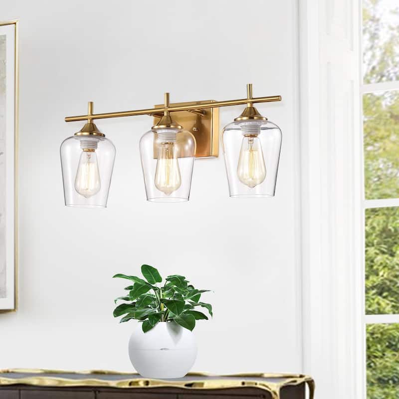 Patra 3-light Polished Brass Wall Sconce with Wine Glass Shades - Gold